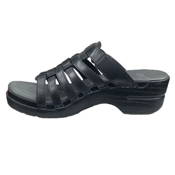 Dansko Women's Marion Black Leather Slip On Sandal Size 37 US 6.5/7 - Picture 2 of 11